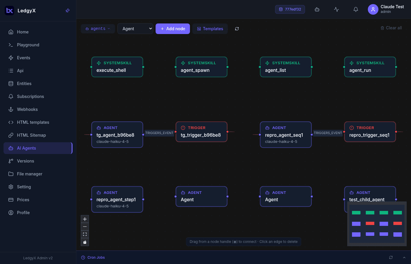 The AI Agents graph canvas