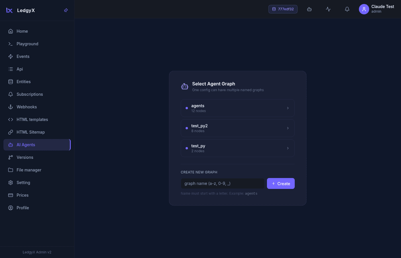 Selecting or creating an agent graph