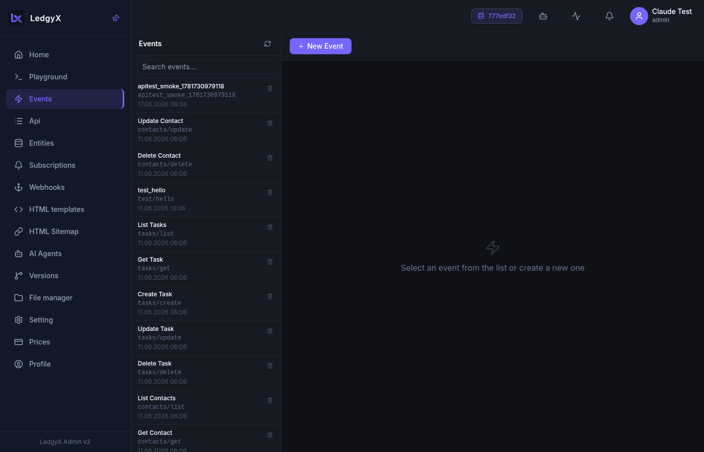 The Events page