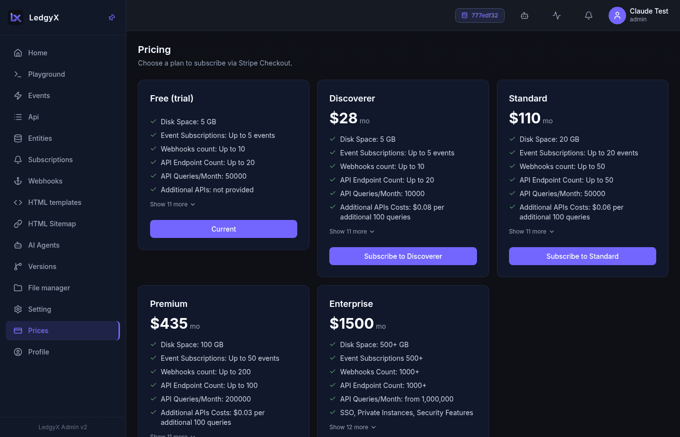 The Pricing page