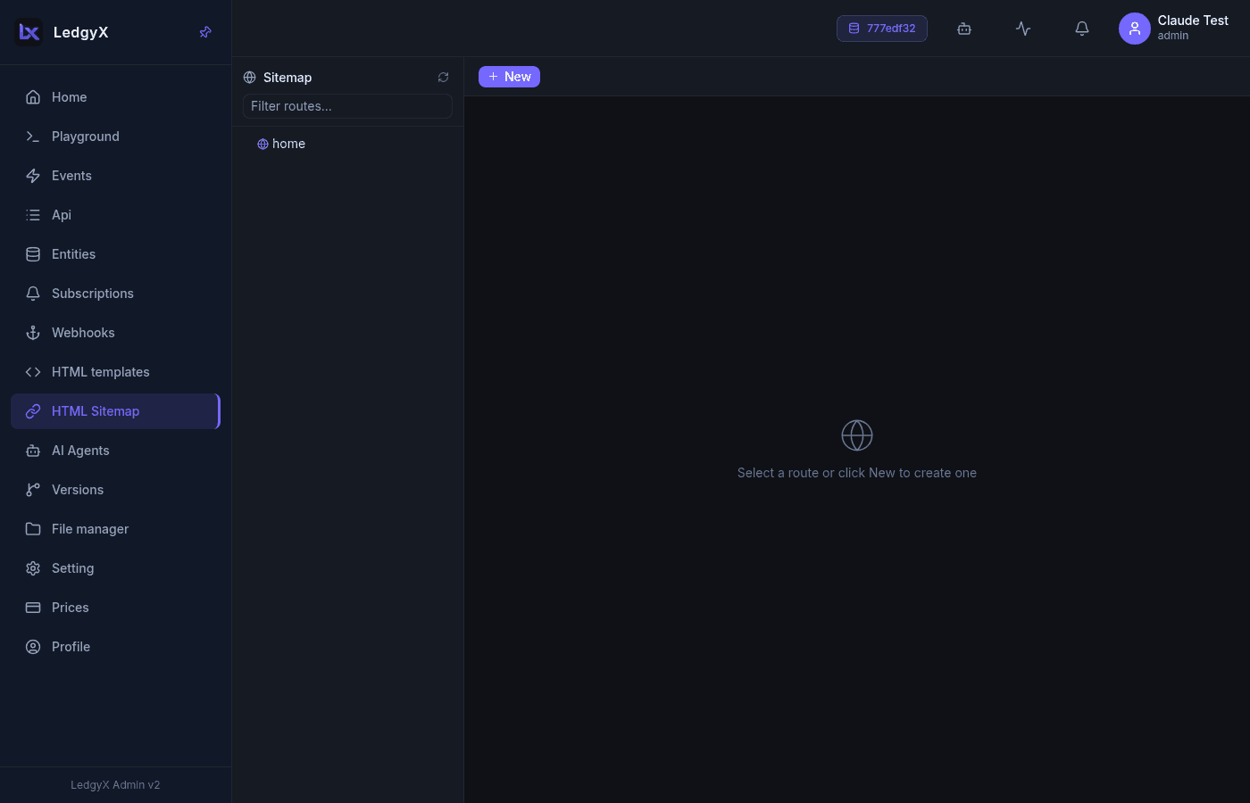 The Sitemap page