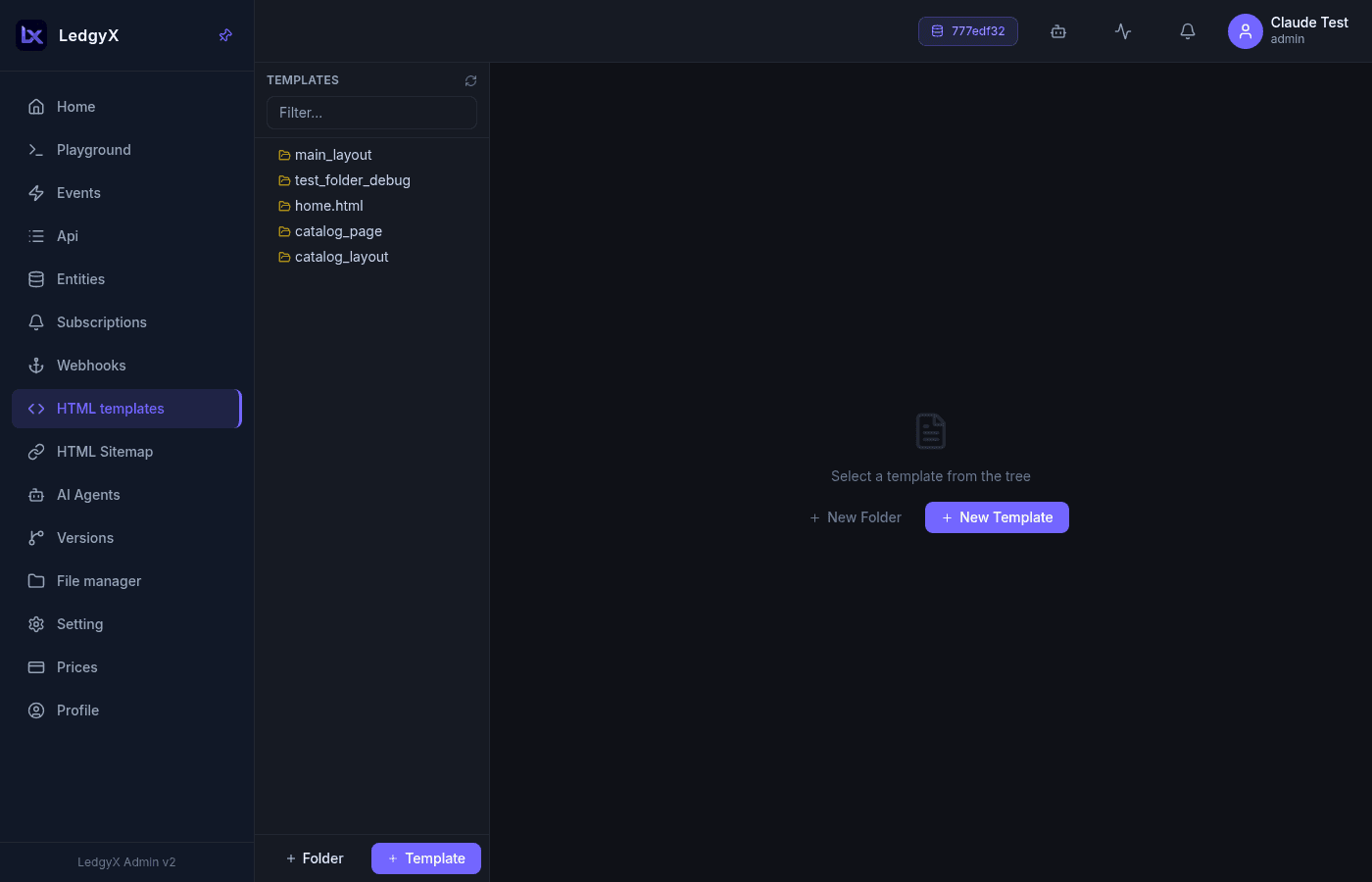 The Templates page